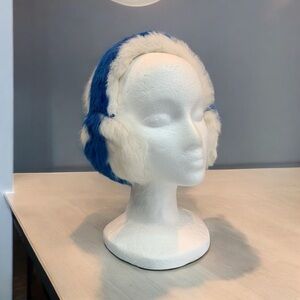 Genuine Fur Bright Blue Stripe Ear Muffs